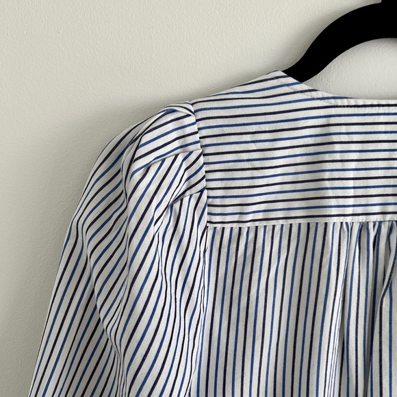 Madewell Wrap Blouse Striped Blue and White with Bow and Buttons Size XS - Picture 10 of 15